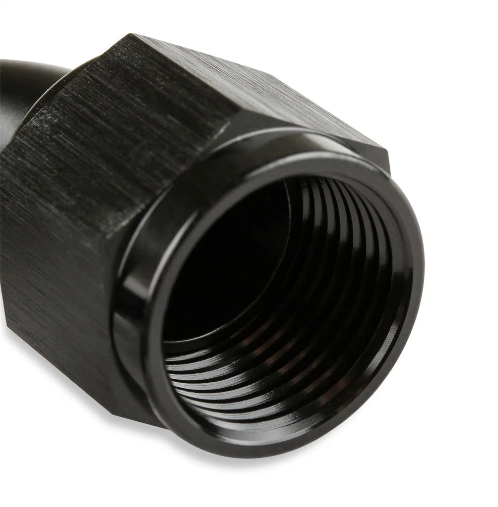 Mr Gasket Mr. Gasket -6 AN 180 Degree Swivel Hose End - Black 231806-BL - Detail View