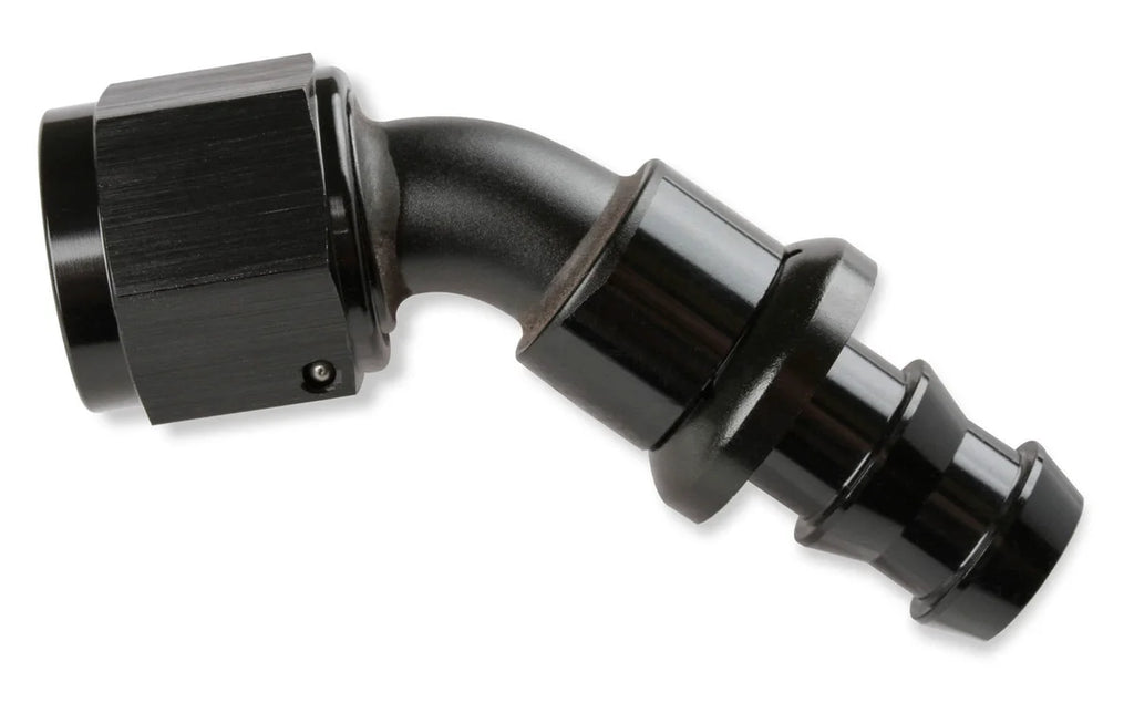 Mr Gasket Mr. Gasket -6 AN 45 Degree Push-On Hose Ends - Black 204506-BL - Main Product View