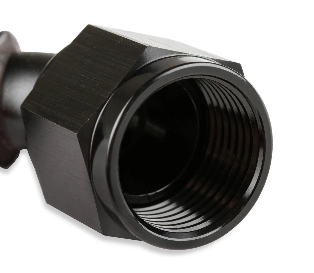 Mr Gasket Mr. Gasket -6 AN 45 Degree Push-On Hose Ends - Black 204506-BL - Detail View