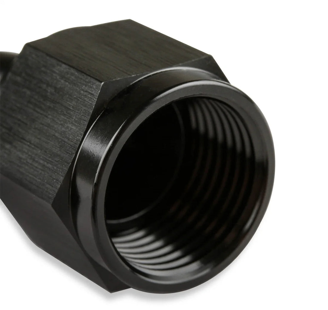 Mr Gasket Mr. Gasket -8 AN 45 Degree Swivel Hose End - Black 224508-BL - Detail View