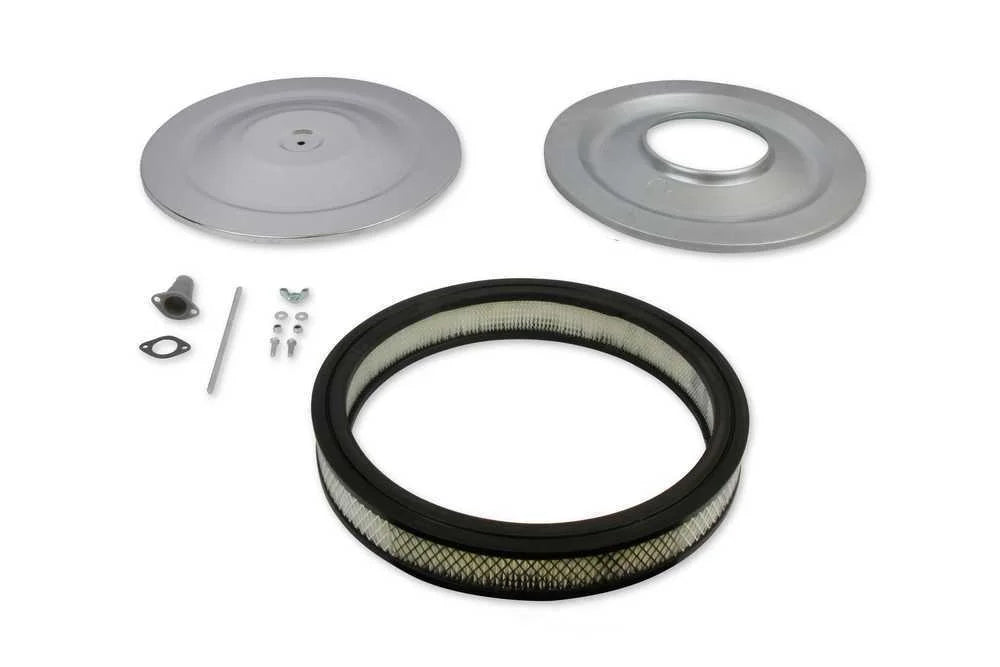 Mr Gasket Mr. Gasket Air Cleaner - 14 Inch Diameter x 2-1/4 Inch Tall - Chrome 1480 - Side View