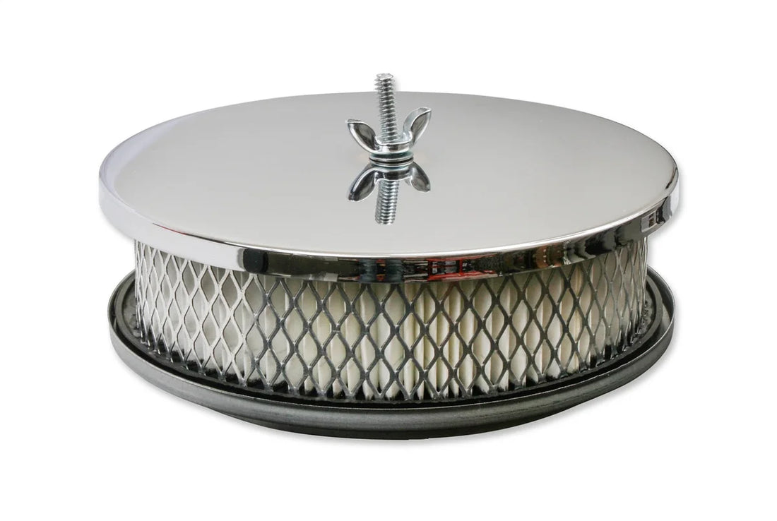 Mr Gasket Mr. Gasket Air Cleaner - 6-1/2 Inch Diameter, 2 Inch Tall - Chrome 1486 - Side View