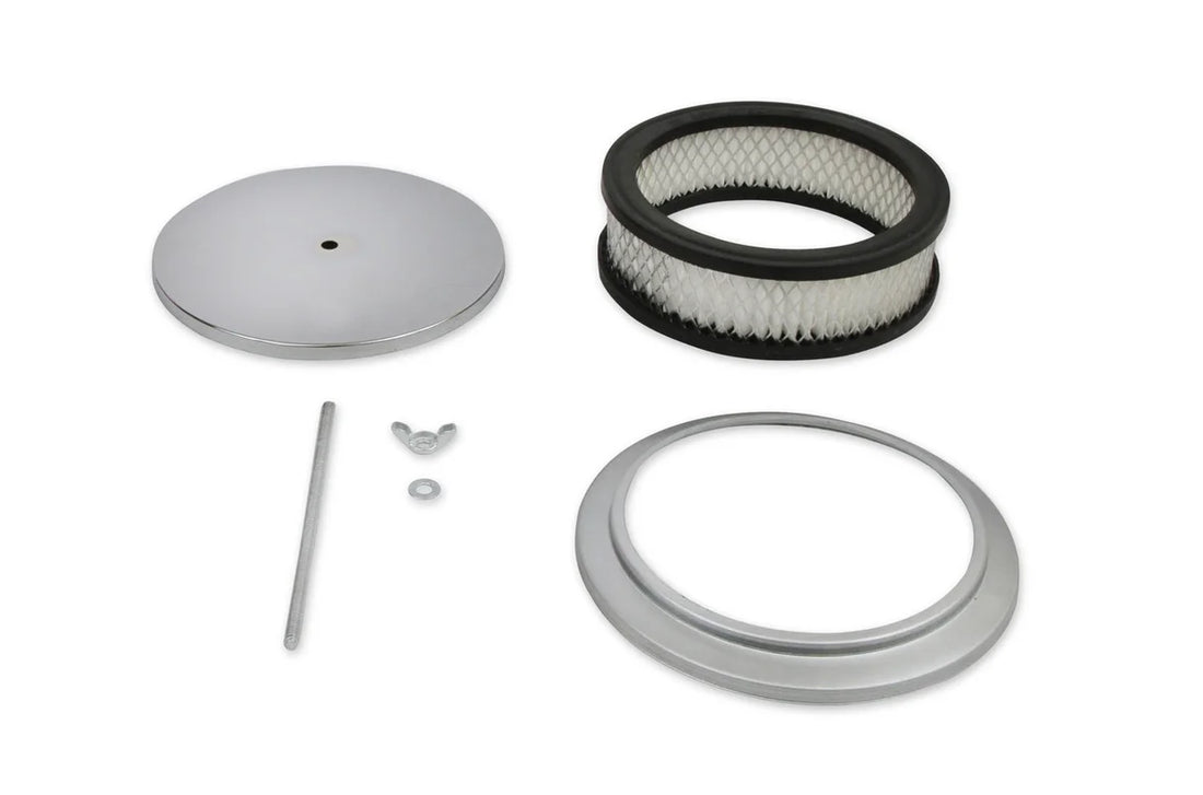 Mr Gasket Mr. Gasket Air Cleaner - 6-1/2 Inch Diameter, 2 Inch Tall - Chrome 1486 - Back View