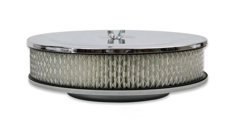 Mr Gasket Mr. Gasket Air Cleaner - 9 Inch Diameter x 2-3/4 Inch Tall - Chrome 1487 - Side View