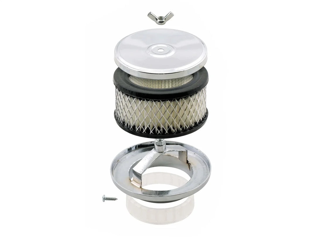 Mr Gasket Mr. Gasket Air Cleaner - Deep Dish - 4 Inch x 2 Inch - Chrome 4354 - Back View