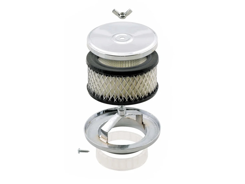 Mr Gasket Mr. Gasket Air Cleaner - Deep Dish - 4 Inch x 2 Inch - Chrome 4354 - Back View
