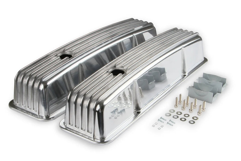 Mr Gasket Mr. Gasket Cast Aluminum Finned Valve Covers - Polished 6855G - Main Product View