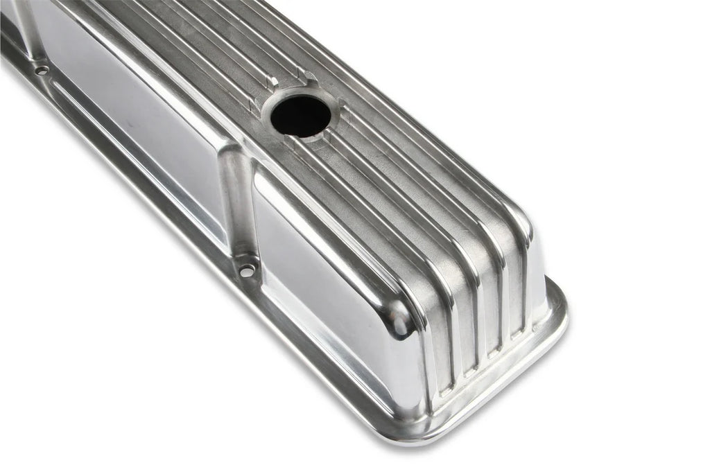 Mr Gasket Mr. Gasket Cast Aluminum Finned Valve Covers - Polished 6855G - Back View
