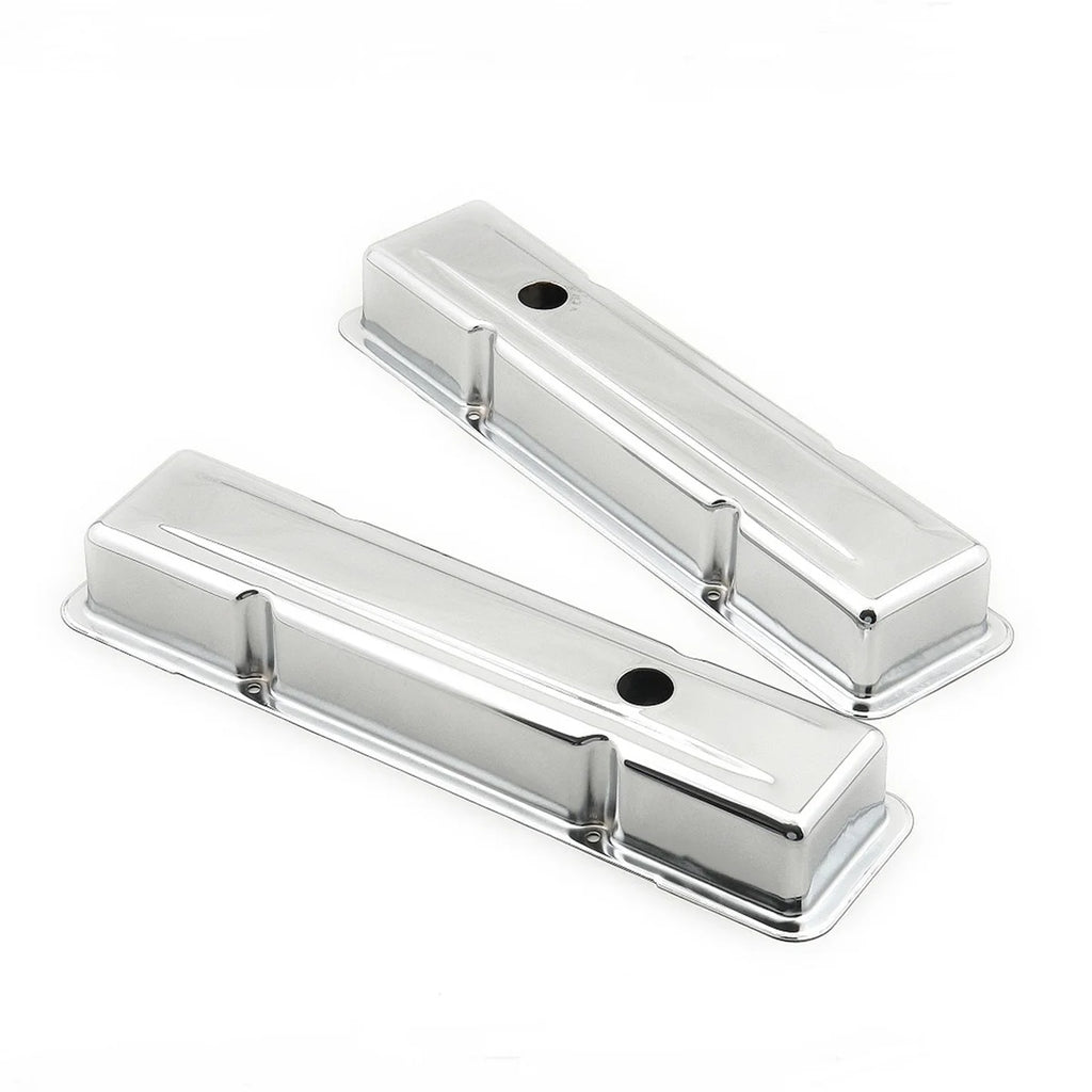 Mr Gasket Mr. Gasket Chrome Valve Covers - Dual Cap Holes 9800 - Side View