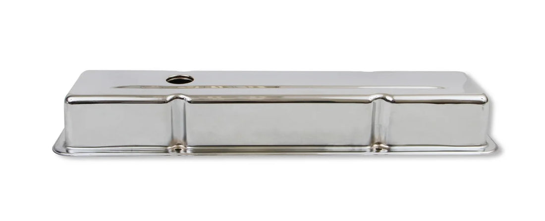 Mr Gasket Mr. Gasket Chrome Valve Covers - Dual Cap Holes 9800 - Back View