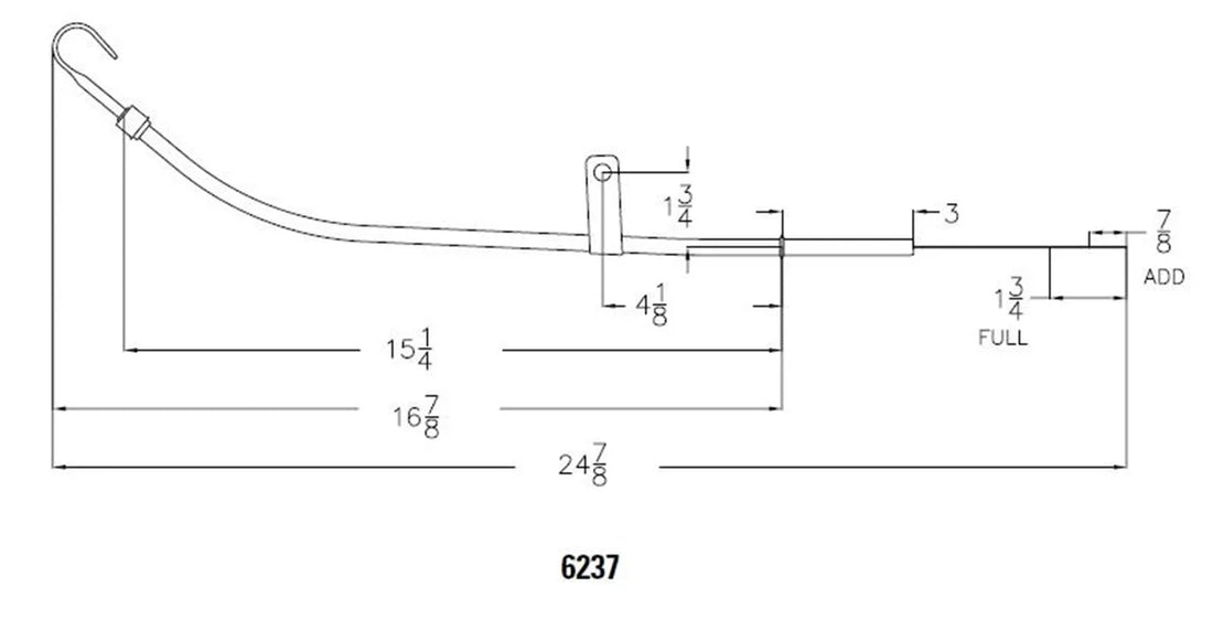 Mr Gasket Mr. Gasket Engine Oil Dipstick & Tube - Chrome 6237 - Side View