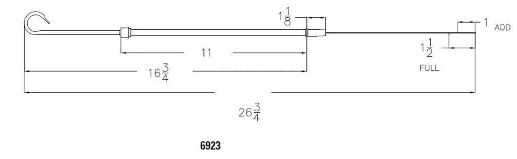 Mr Gasket Mr. Gasket Engine Oil Dipstick & Tube - Chrome 6923 - Side View