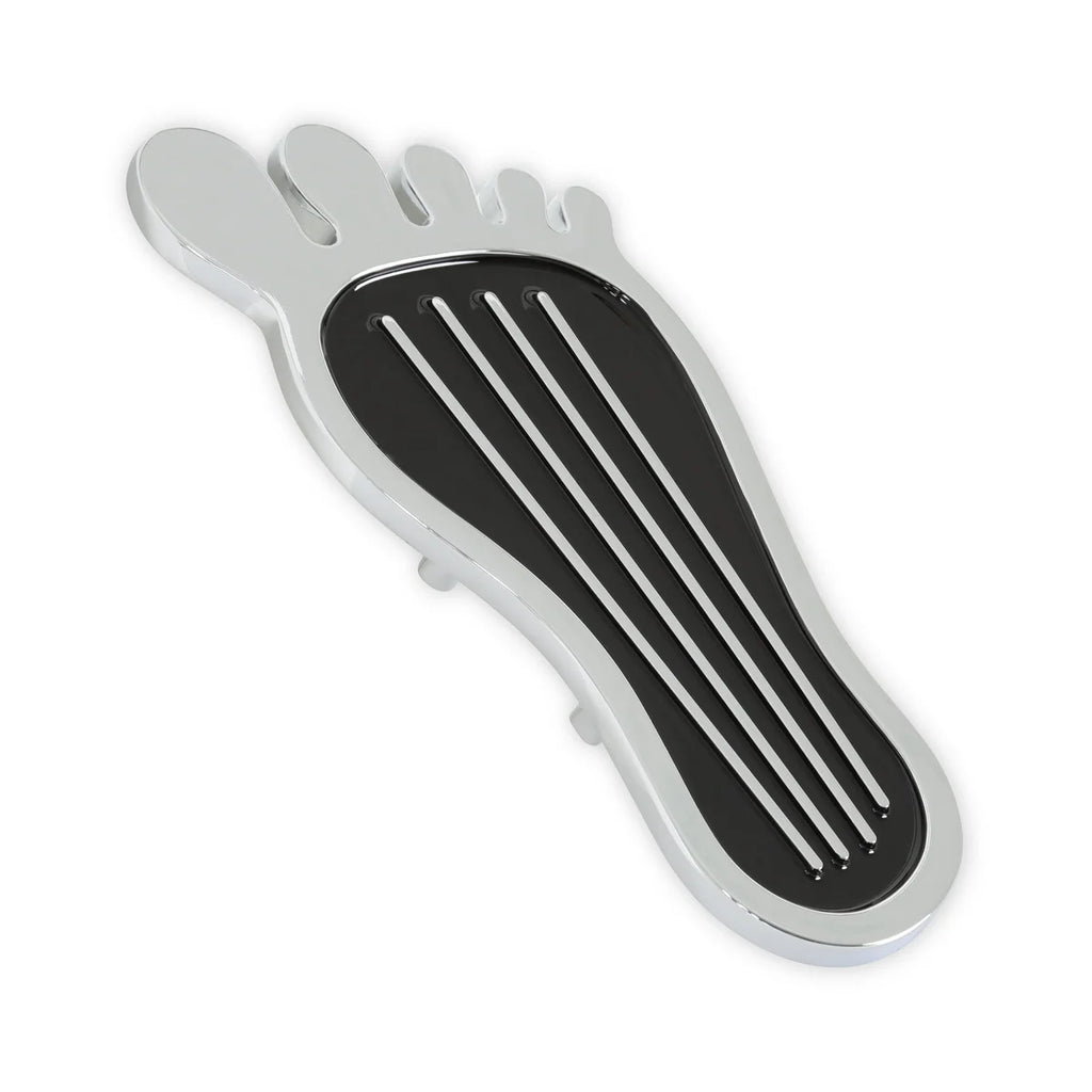 Mr Gasket Mr. Gasket Foot Print Gas Pedal Pad - Aluminum - Chrome & Painted Black Trim - Side View