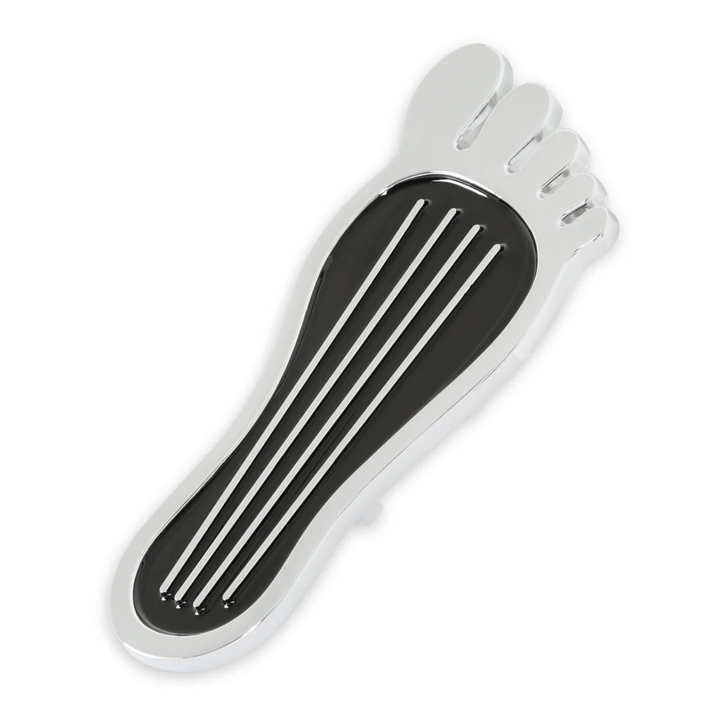 Mr Gasket Mr. Gasket Foot Print Gas Pedal Pad - Aluminum - Chrome & Painted Black Trim - Back View