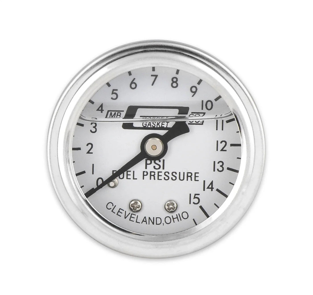 Mr Gasket Mr. Gasket Fuel Block with 0-15 PSI Liquid Filled Fuel Pressure Gauge 1564 - Side View