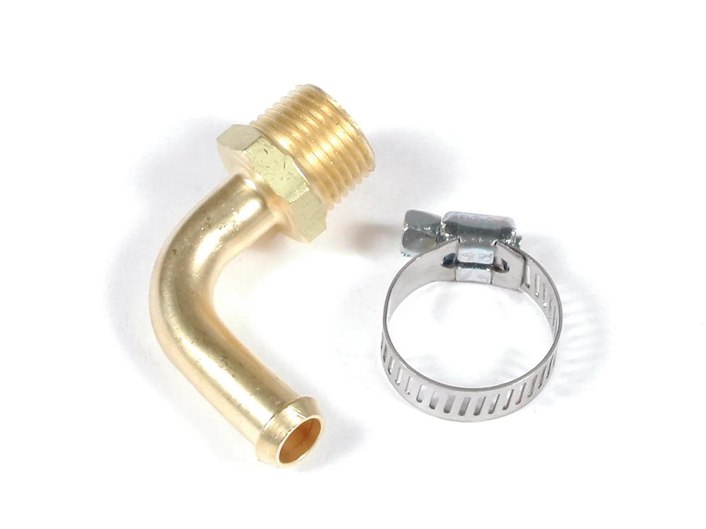 Mr Gasket Mr. Gasket Fuel Line Fitting - 3/8 Inch NPT to 3/8 Inch Hose Barb - 90° - Brass