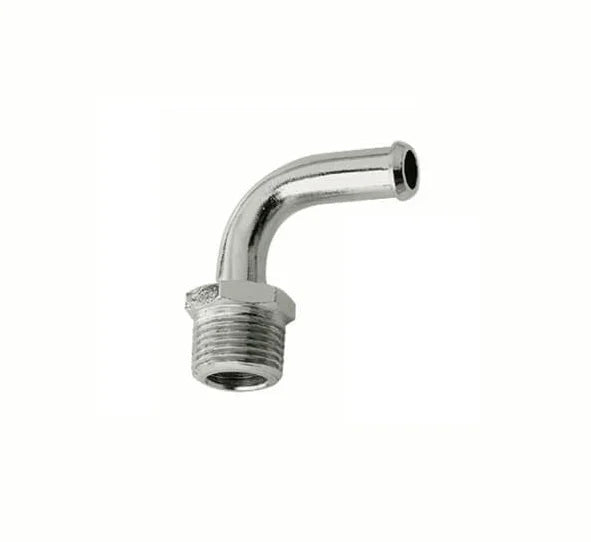 Mr Gasket Mr. Gasket Fuel Line Fitting - 3/8 Inch NPT to 3/8 Inch Hose Barb - 90° - Chrome