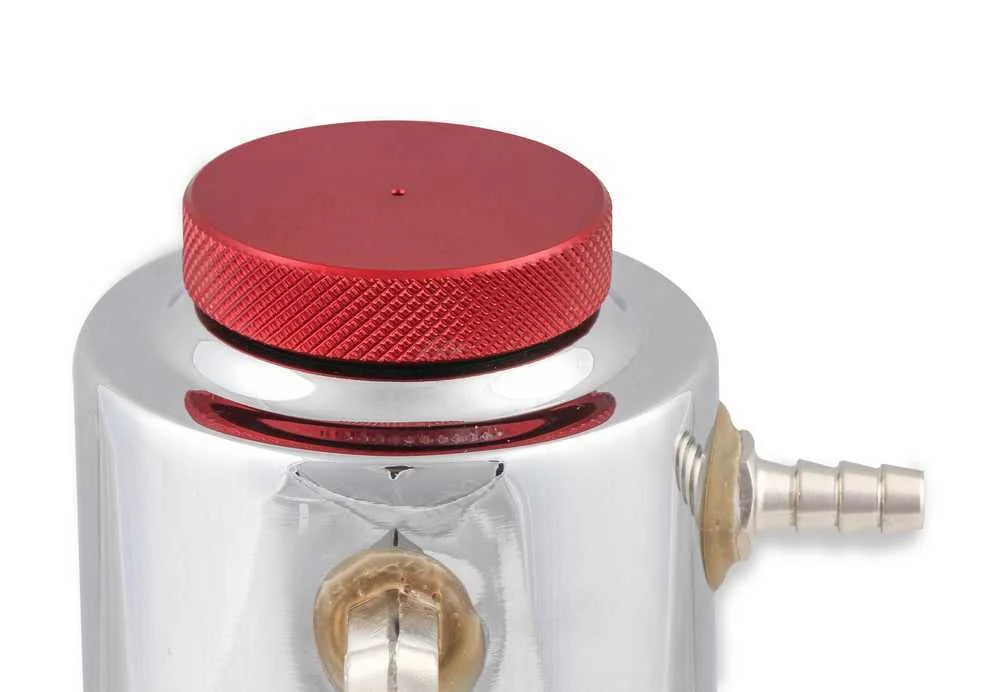 Mr Gasket Mr. Gasket Radiator Fluid Reservoir / Recovery Tank - Polished Aluminum 9135 - Side View