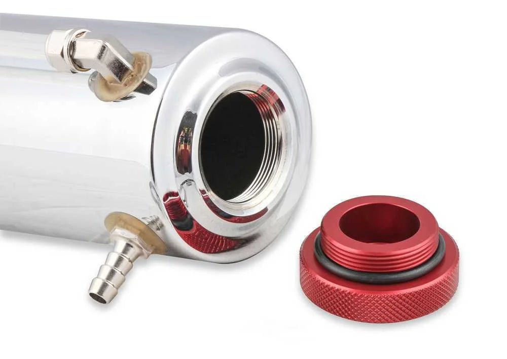 Mr Gasket Mr. Gasket Radiator Fluid Reservoir / Recovery Tank - Polished Aluminum 9135 - Back View