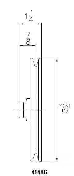 Mr Gasket Single Groove (with Keyway and 5/8 Inch Shaft). 4948G fits 1967-1984 GM / Chevrolet - Side View