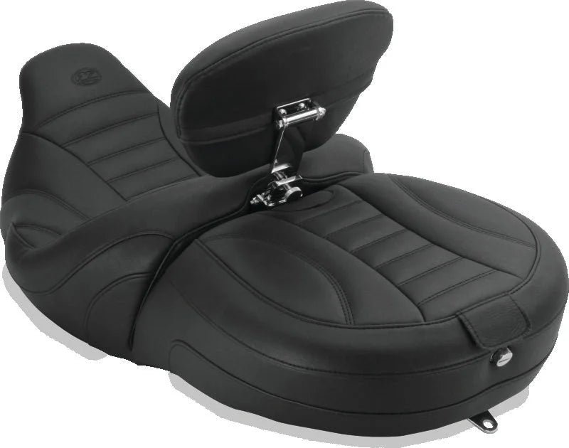 Mustang 00-08 Honda VT1100 Sabre, 97-08 Spirit, 87-97 Shadow, Ace 95-01 DayTripper 1PC Seat - Black - Side View