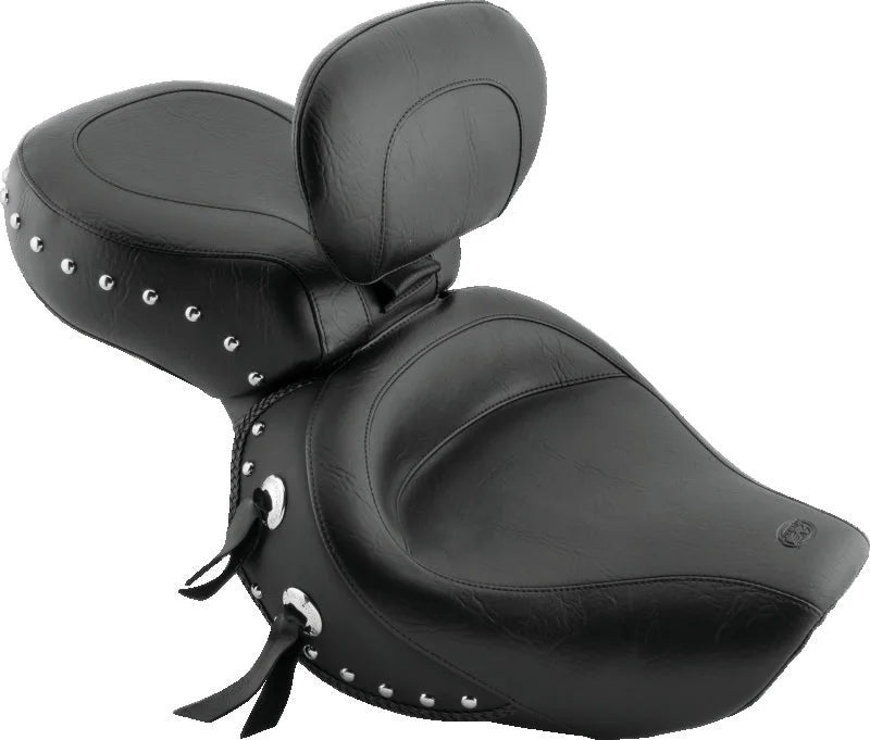 Mustang 00-08 Honda VT1100 Sabre,97-08 Spirit,87-97 Shadow Wide Touring 1PC Seat w/Studs - Black - Main Product View
