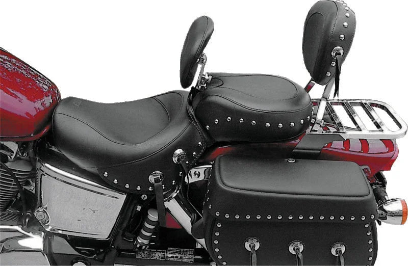 Mustang 00-08 Honda VT1100 Sabre,97-08 Spirit,87-97 Shadow Wide Touring 1PC Seat w/Studs - Black - Detail View