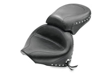 Load image into Gallery viewer, Mustang 00-11 Yamaha V-Star 1100 Classic,02-11 V-Star 1100 Silverado 2PC Seat w/Studs - Black - Side View