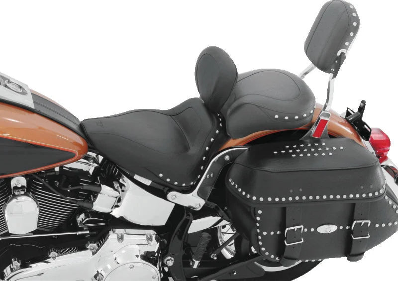 Mustang 00-15 Harley Softail Standard Rear Tire Sport Touring Solo Seat w/DBR Studs - Black - Detail View
