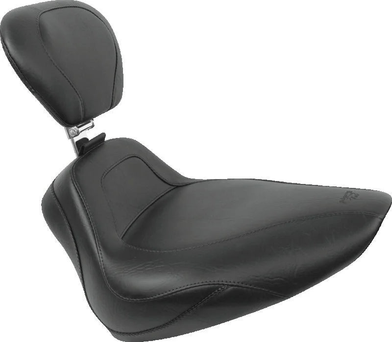 Mustang 00-15 Harley Softail Standard Rear Tire Sport Touring Solo Seat w/Driver Backrest - Black - Main Product View