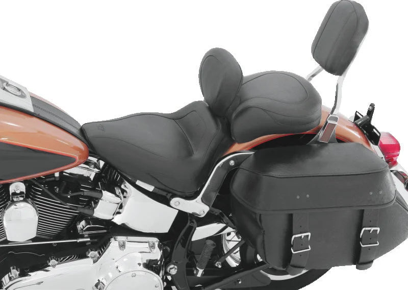 Mustang 00-15 Harley Softail Standard Rear Tire Sport Touring Solo Seat w/Driver Backrest - Black - Detail View
