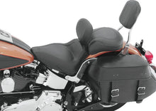 Load image into Gallery viewer, Mustang 00-15 Harley Softail Standard Rear Tire Sport Touring Solo Seat w/Driver Backrest - Black - Detail View