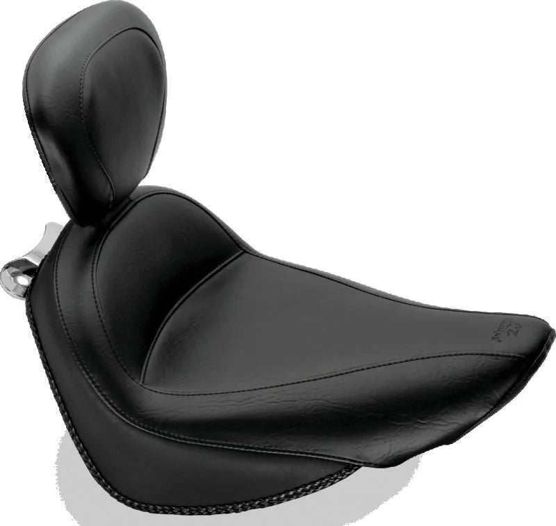 Mustang 00-15 Harley Softail Standard Rear Tire Standard Touring Solo Seat w/Driver Backrest - Black - Side View