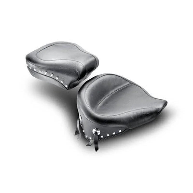 Mustang 00-15 Harley Softail Standard Rear Tire Wide Touring Passenger Seat w/Studs - Black - Side View