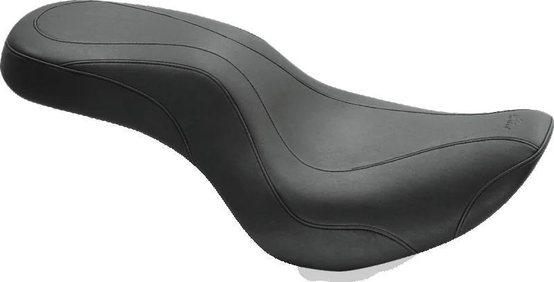 Mustang 00-15 Harley Softail Standard Rear Tire Wide Touring Solo Seat w/Studs - Black - Side View