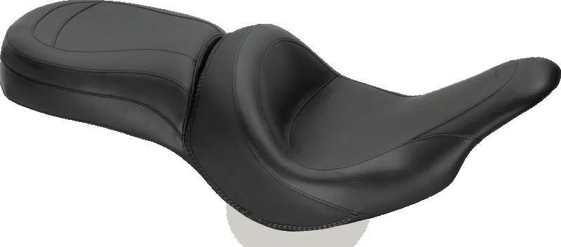 Mustang 00-15 Harley Softail Std Rear Tire Wide Touring Solo Seat w/Driver Backrest w/Studs - Black - Main Product View