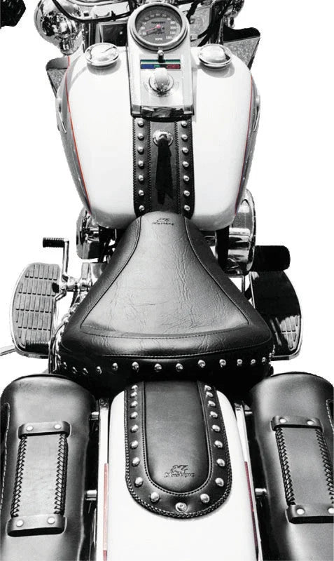 Mustang 00-17 Harley Softail w/Square Dash Tank Bib w/Studs - Black - Main Product View