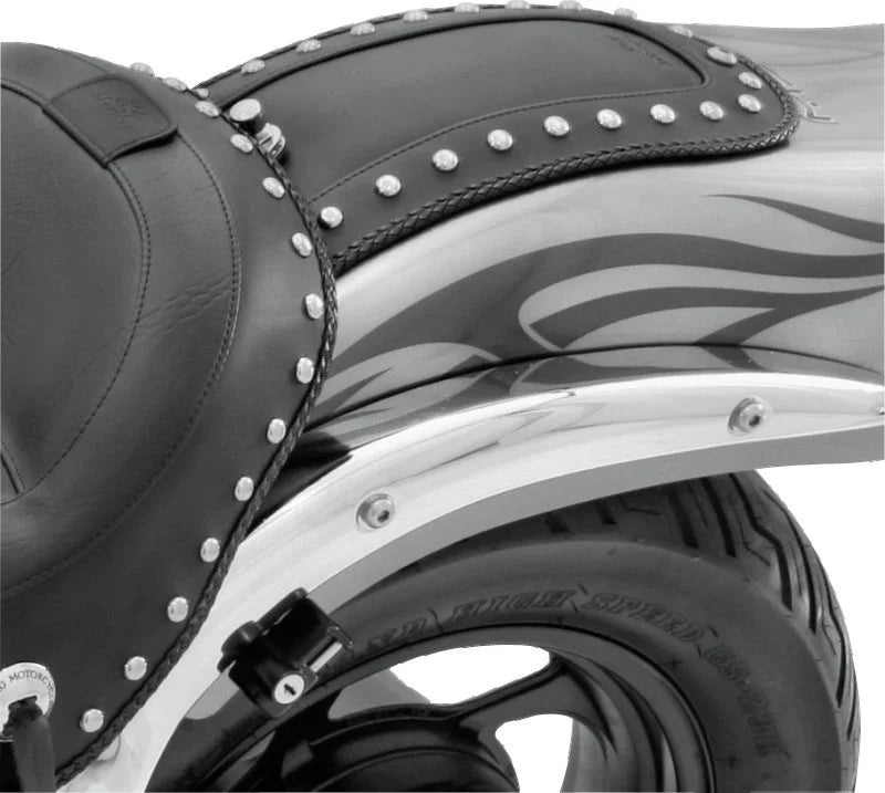 Mustang 01-04 Suzuki 80 Volusia, 05-08 Boulevard C50, 08-09 C109R Fender Bib w/Studs - Black - Side View