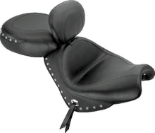 Load image into Gallery viewer, Mustang 02-08 Honda VTX1800 Retro, S ,T Wide Touring 2PC Seat w/Driver Backrest Studs - Black - Side View