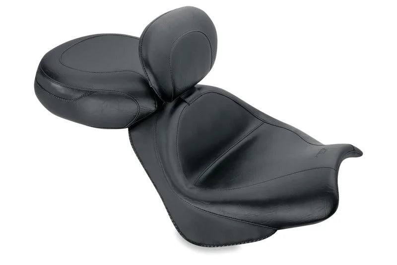 Mustang 02-08 Honda VTX1800 Retro, S, T Wide Touring 2PC Seat w/ Driver Backrest - Black - Main Product View