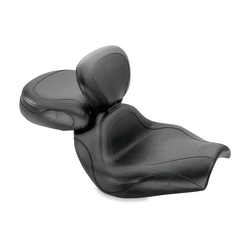 Mustang 02-08 Honda VTX1800C Sport Touring 2PC Seat w/Driver Backrest - Black - Side View