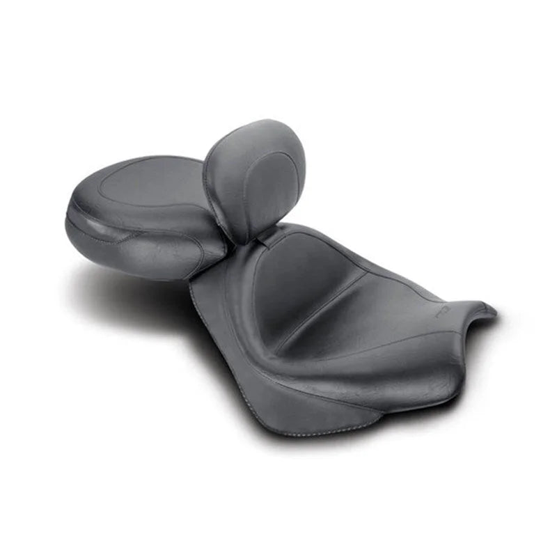 Mustang 02-09 Honda VTX1300 Retro, S ,T Wide Touring 2PC Seat w/Driver Backrest - Black - Side View