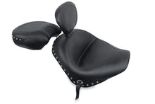 Load image into Gallery viewer, Mustang 02-09 Honda VTX1300 Retro, S ,T Wide Touring 2PC Seat w/Driver Backrest Studs - Black - Main Product View