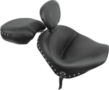 Load image into Gallery viewer, Mustang 02-09 Honda VTX1300 Retro, S ,T Wide Touring 2PC Seat w/Driver Backrest Studs - Black - Side View