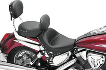 Load image into Gallery viewer, Mustang 02-09 Honda VTX1300 Retro, S ,T Wide Touring 2PC Seat w/Driver Backrest Studs - Black - Detail View