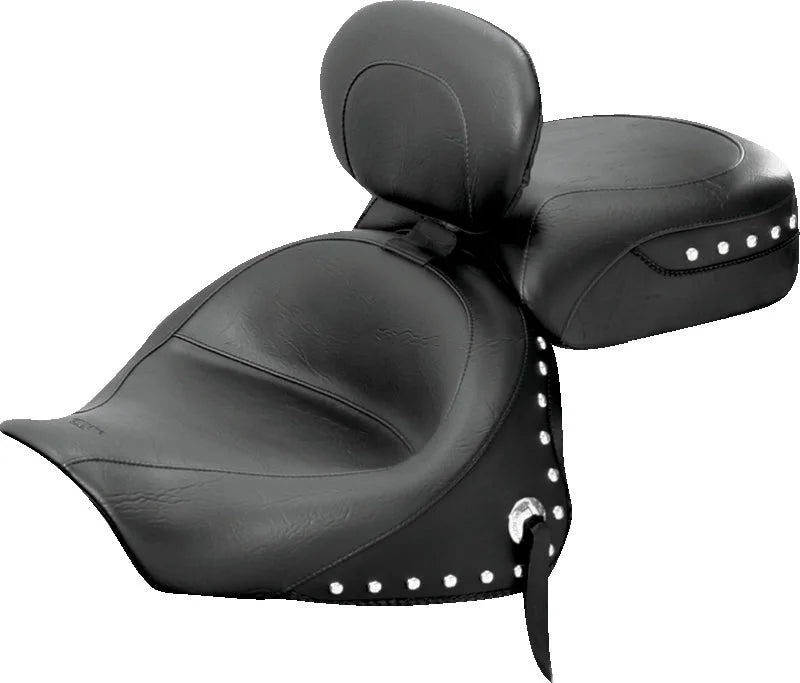Mustang 03-08 Kawasaki Vulcan 1600 Classic,05-08 Nomad Tour 2PC Seat w/Driver Backrest Studs - Black - Main Product View