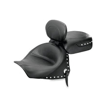 Load image into Gallery viewer, Mustang 03-08 Kawasaki Vulcan 1600 Classic,05-08 Nomad Tour 2PC Seat w/Driver Backrest Studs - Black - Side View