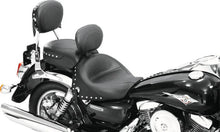 Load image into Gallery viewer, Mustang 03-08 Kawasaki Vulcan 1600 Classic,05-08 Nomad Tour 2PC Seat w/Driver Backrest Studs - Black - Detail View