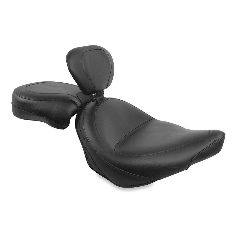 Mustang 03-17 Victory Vegas/ Kingpin, 05-07 8-Ball Touring 2PC Seat w/ Driver Backrest - Black - Side View