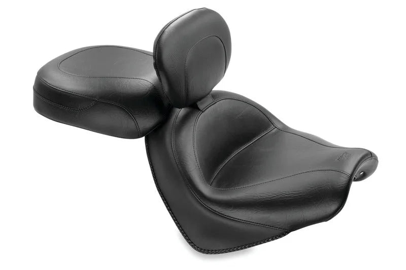 Mustang 04-09 Honda VTX1300C Wide Touring 2PC Seat w/Driver Backrest - Black - Main Product View